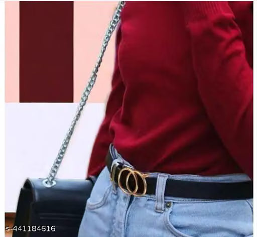 Women Faux Leather Solid Belt Set of Three