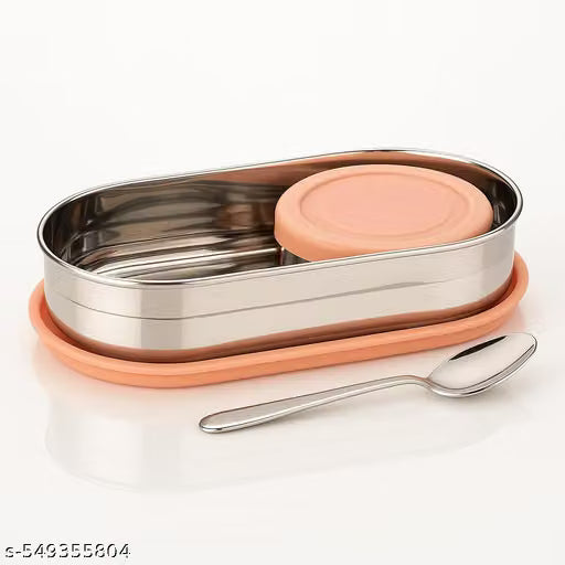 2-Container Stainless Steel Lunch Box with Spoon