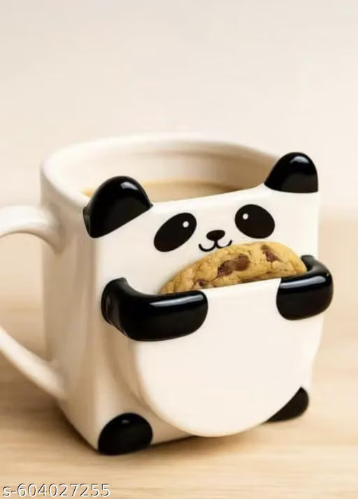Ceramic Panda Mug with Biscuit Holder