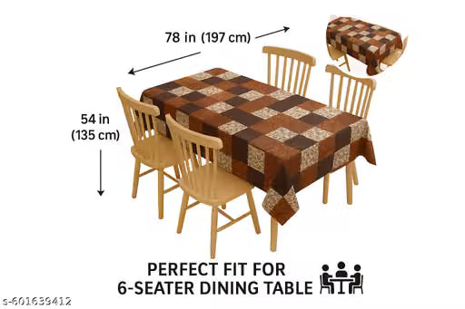Self-Design PVC Dining Table Cover for 6 Seats