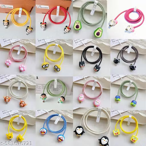 2-Piece Random Cartoon USB Cable Protector Kit