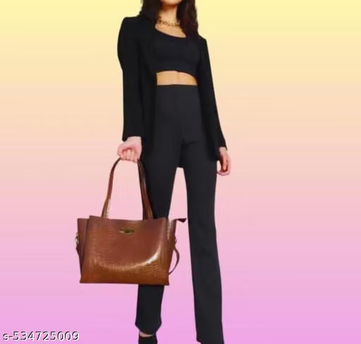 Crocodile-Texture Tote Handbag