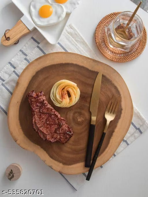 Natural Sheesham Wood Irregular Slice Chopping and Serving Board