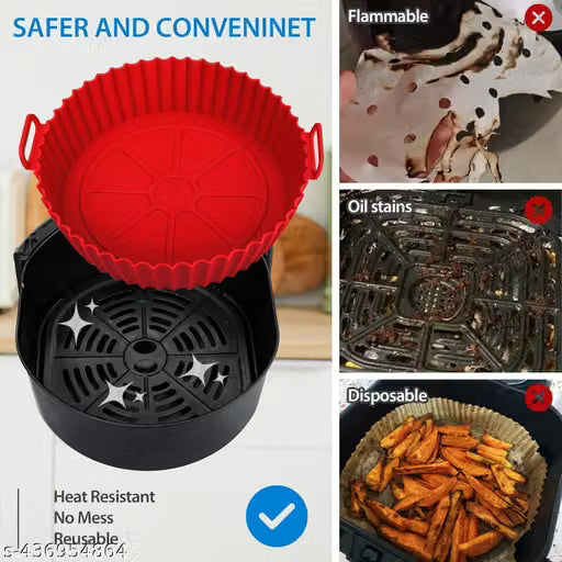 Set of 2 Round Reusable Silicone Air Fryer Liners