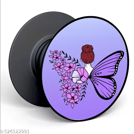 Purple Butterfly Glossy Mobile Pop Holder