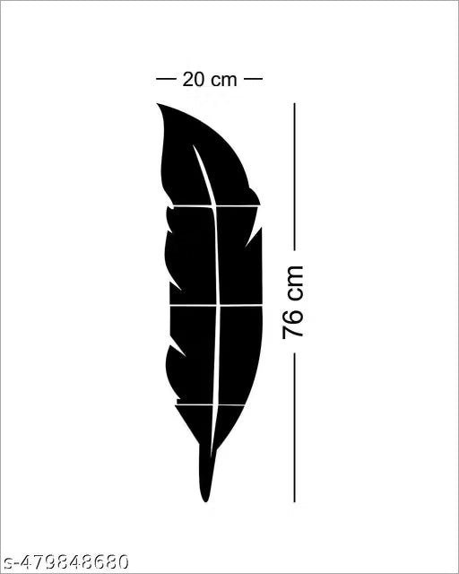 Plume Feather Silver 3D Acrylic Mirror Wall Sticker Decoration for Kids Room/Living Room/Bedroom/Office/Home Wall