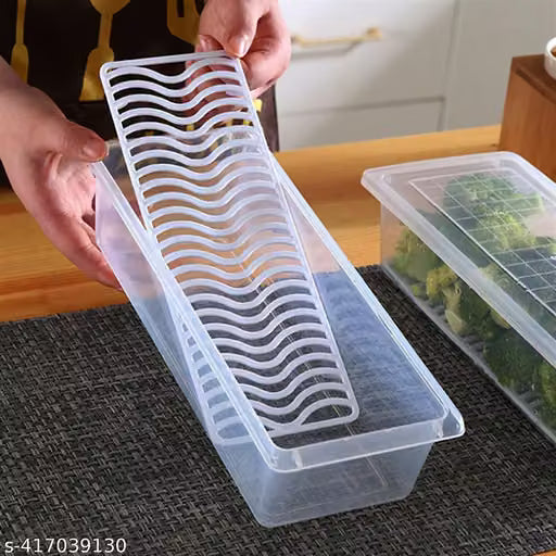 Set of 4 Food Storage Containers with Drain Plates and Lids