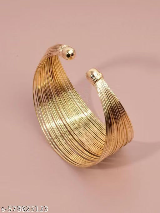 Gold Plated Minimal Adjustable Cuff Bangle