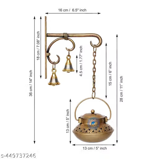 Metal Degchi Style Wall Hanging Incense Burner Loban Dhoop