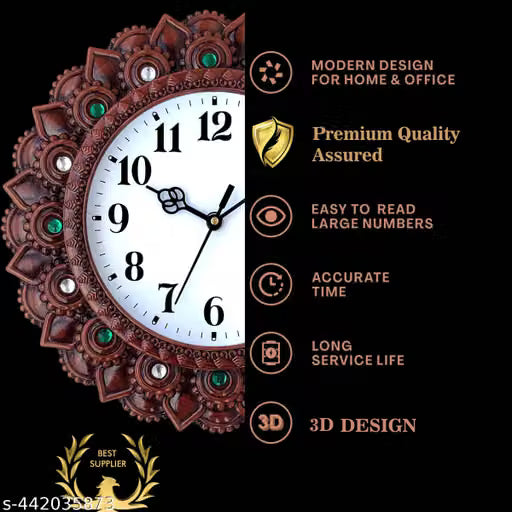 Designer Wooden Analog Wall Clock 26 cm