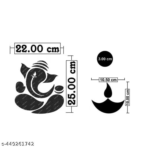 Wall1ders-Ganpati Maharaj 10 Diya 100 Dot Golden Mirror Stickers for Wall, Acrylic Mirror, Wall Mirror, 3D Stickers, Wall Stickers for Room Hall Home and Office