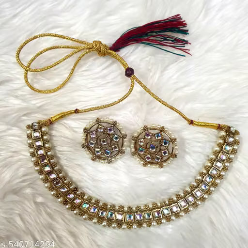 Mehendi Finish Kundan Necklace and Earring Set