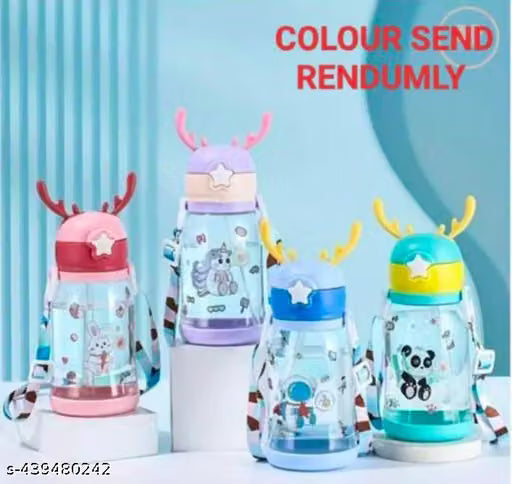 500ml Kids Sipper Water Bottle with Straw and Strap