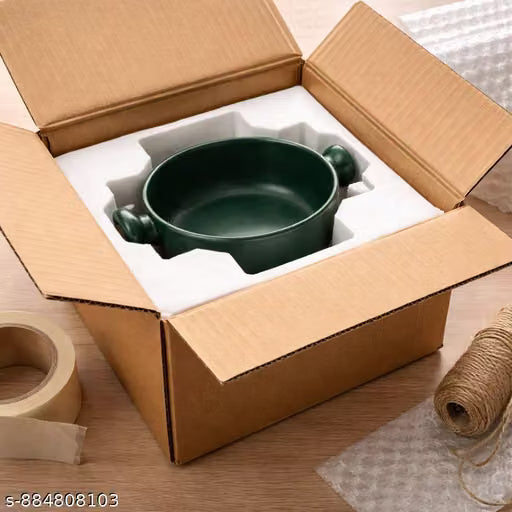 Green Handle Serving Bowls, Set of 2