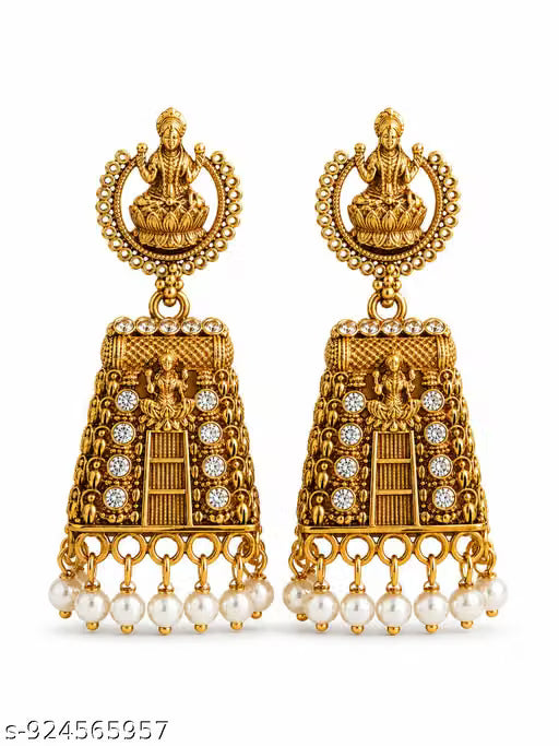 Gold Tone Kashmiri Style Jhumka Earrings