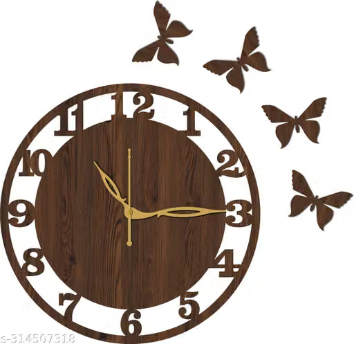 Butterfly Accent Wooden Wall Clock