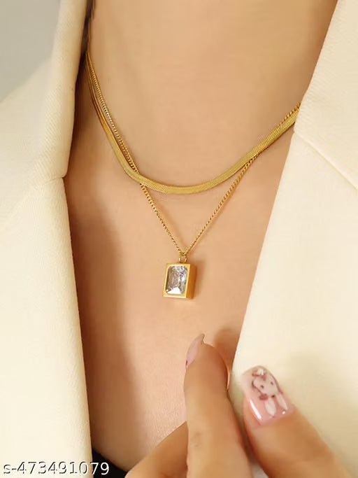 Gold Plated Layered Chain Necklace