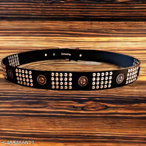 Men Textured Studded Casual Fashion Belt