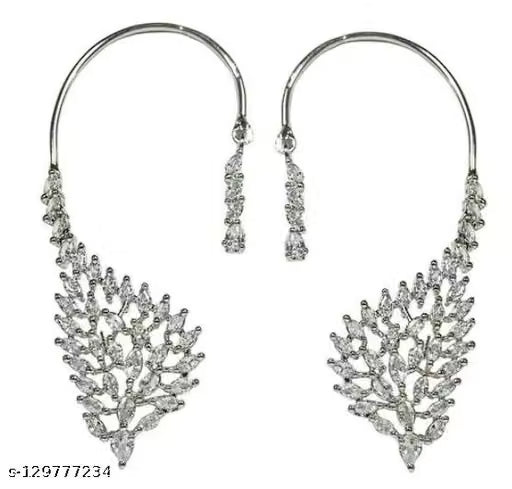 Silver Plated Glitter Crystal Ear Cuff