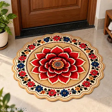 Leaf Design Velvet Doormat