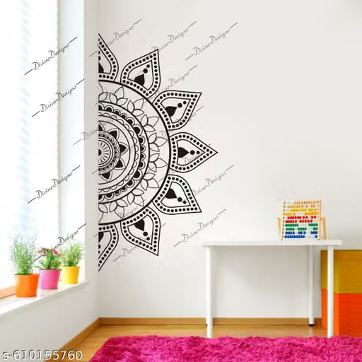 Art Kafe Half Mandala Cut Design Art Wall Sticker