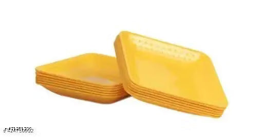 Yellow Plastic Snack Plates, Small Quarter Size, Set of 6