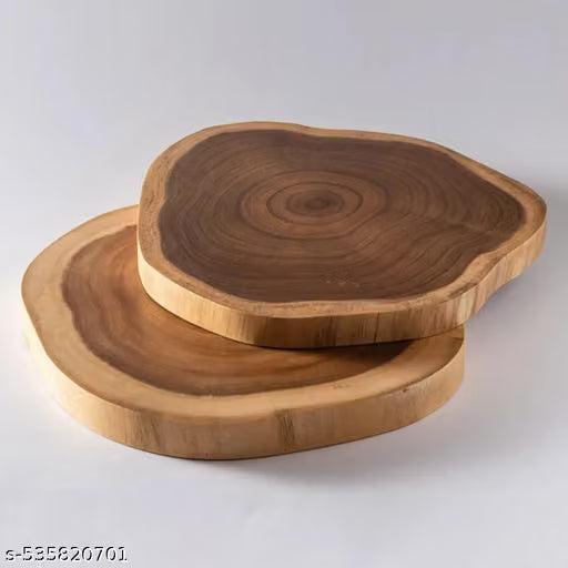 Natural Sheesham Wood Irregular Slice Chopping and Serving Board
