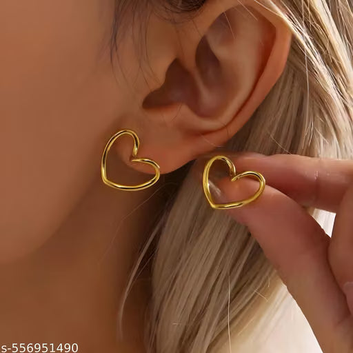 Gold Plated Heart Stud Earrings