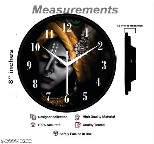 Black Frame Round Analog Wall Clock