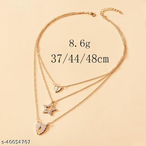 Crystal Love Wings Multilayer Necklace