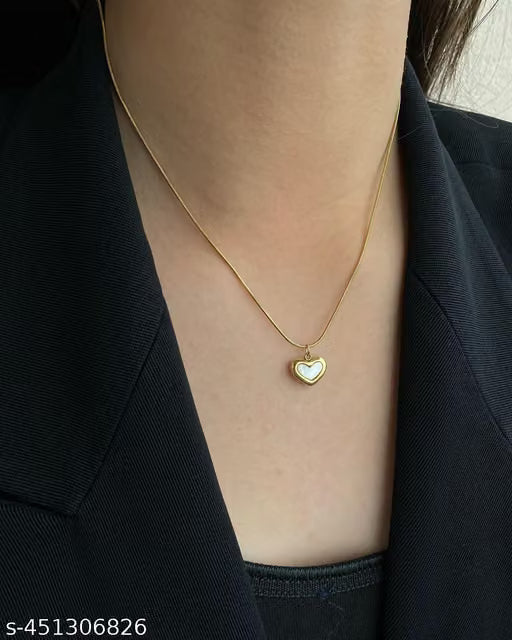 Rose Gold White Heart Pendant Necklace