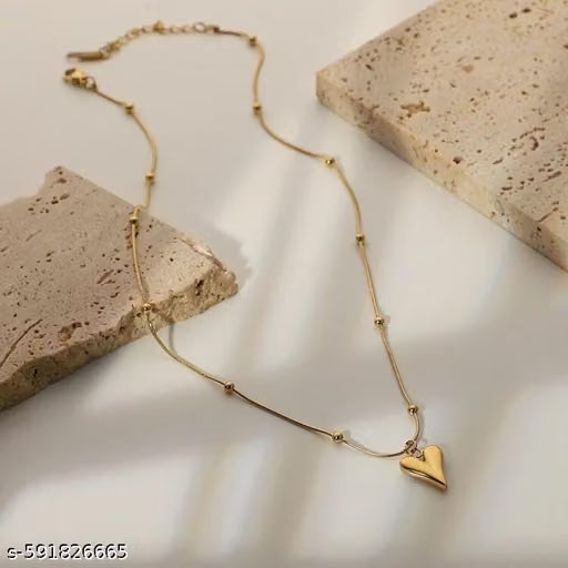Gold Plated Little Heart Pendant Chain Necklace