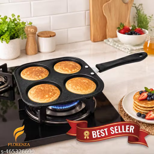 4-Cavity Non-Stick Pancake Pan with Brush and Scraper