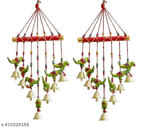 Green Parrot Wind Chimes Set of 2