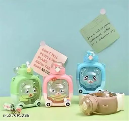 1L Cute Bear-Shaped Water Bottle with Straw