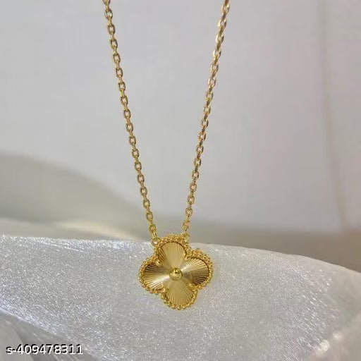 Gold Four Leaf Clover Pendant Chain Necklace