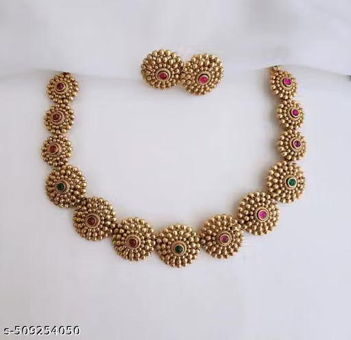 Gold Plated Princess Stone Necklace Set