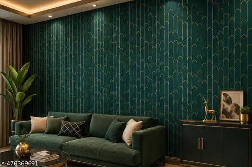 AZURE DECORS GREEN AND GOLD DECO PATTERN SELF ADHESIVE WALLPAPER 400 X 45 CM - 18 SQFT APPROX
