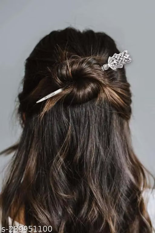 Antique Oxidised Metal Tibetan Pattern Hair Stick
