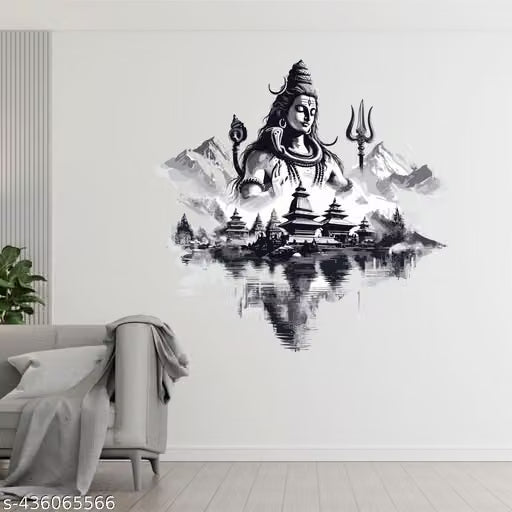 Annur Creation Mahakal Wall Sticker for Living Room, Bedroom, Kids Room, Big size sticker, 3D sticker , PVC vinyl Mahakal, Shankar bhagwan, Shiv Parvati wall sticker God ( Pack 1)