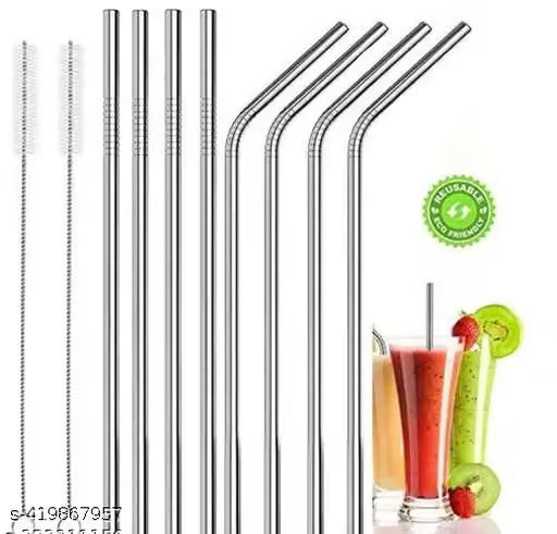 Reusable Stainless Steel Drinking Straws with Cleaning Brushes