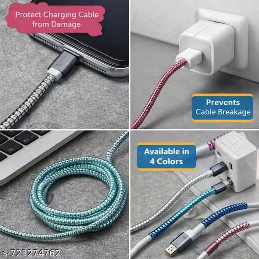 4-Piece Multicolour Spiral Cable Protector Set