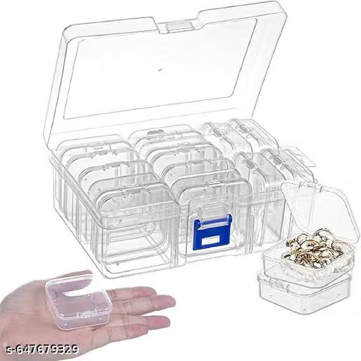 Set of 15 Transparent Mini Jewellery Storage Boxes