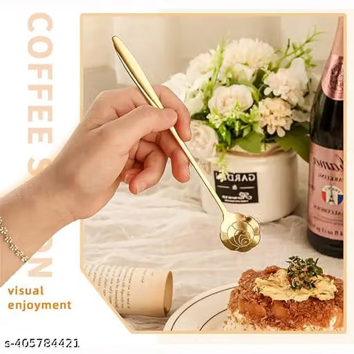 Flower Design Stainless Steel Teaspoons and Dessert Spoons