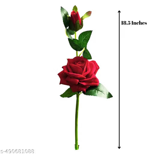 Artificial Red Rose Sticks with Buds Set of 2