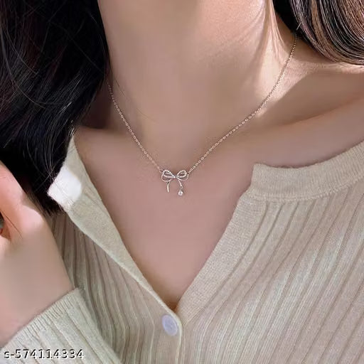 Bowknot Crystal Clavicle Chain Choker Necklace