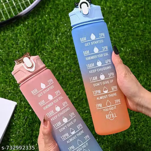 900ml Motivational Sports Water Bottle with Straw