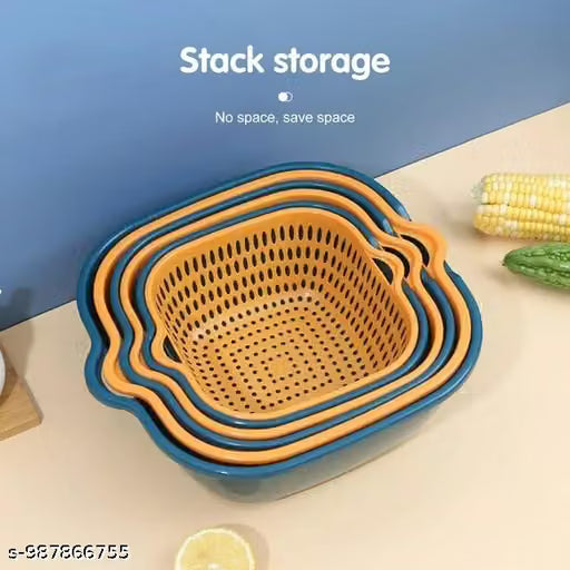 Double-Layer Plastic Vegetable Washing and Draining Basket