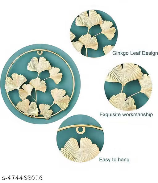 Gold Ginkgo Leaf Metal Wall Art Set of 2