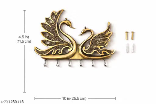 Gold Swan Design Wall Key Holder